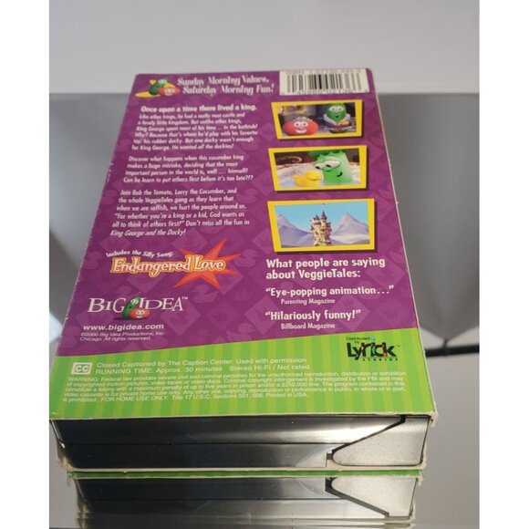 Veggie Tales VHS Tapes Larry Boy Dave & Giant Pickle King George - LOT OF 4 - Picture 6 of 10